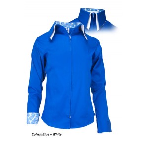 Zip Up Fitted Double Collar Show Shirt